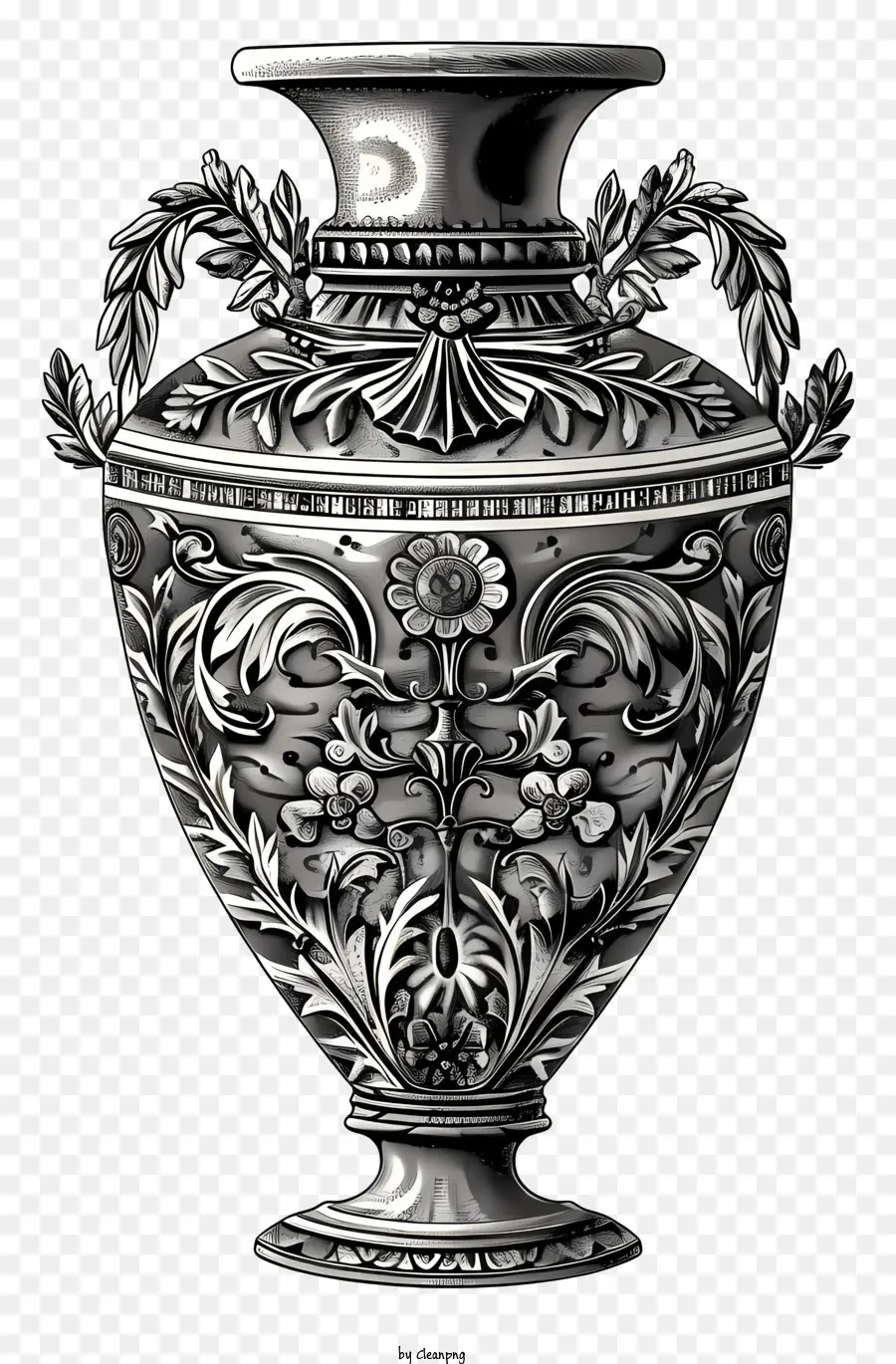 римская ваза，черно белая ваза PNG