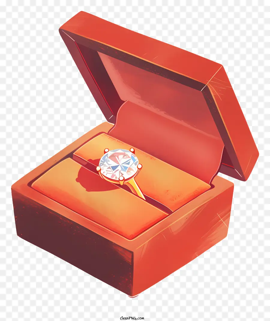 кольцо с бриллиантом，Оранжевая ювелирная коробка PNG