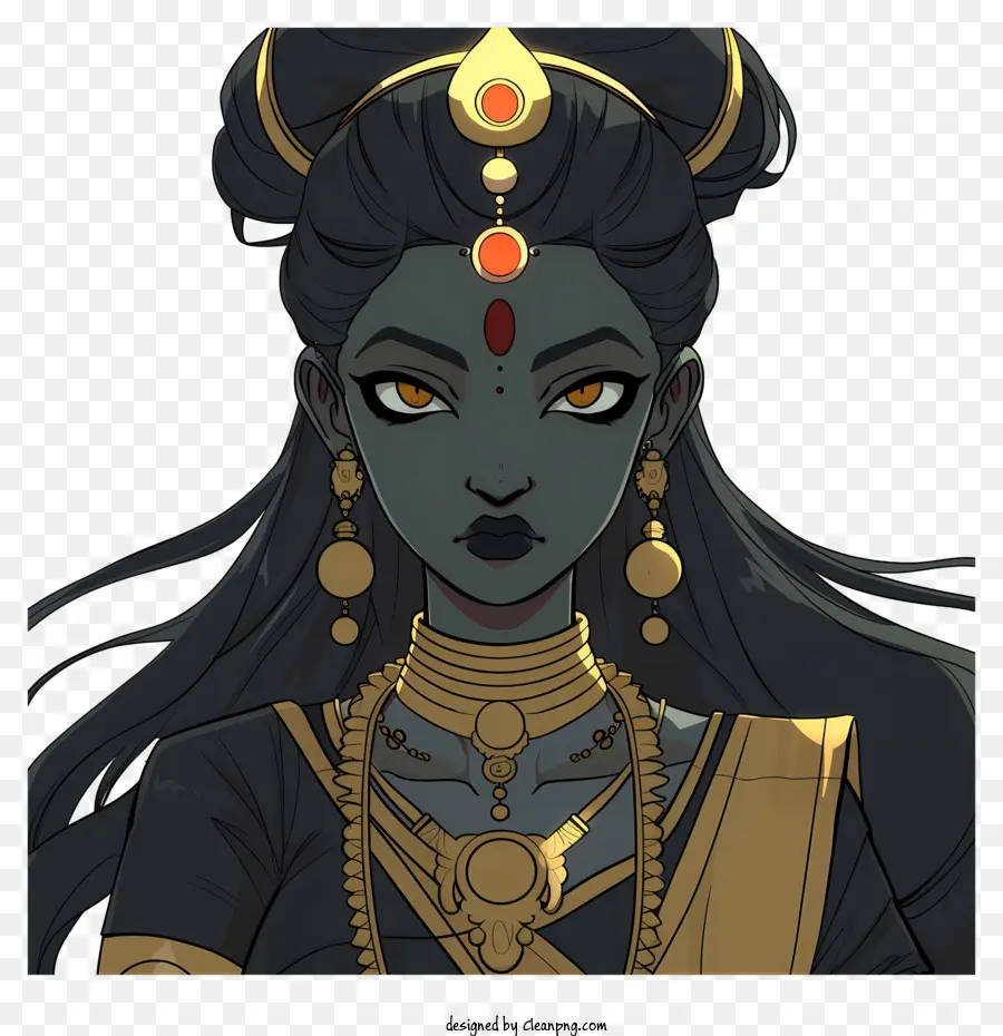 индуистская богиня，золотые украшения PNG