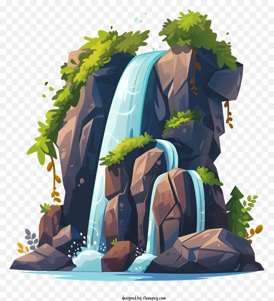 Водопад，лес PNG