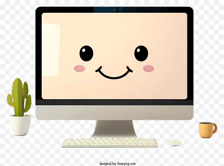 монитор компьютера，улыбающееся лицо PNG
