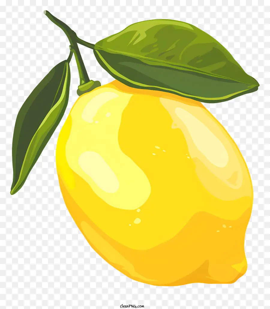 Лимон，зеленые листья PNG