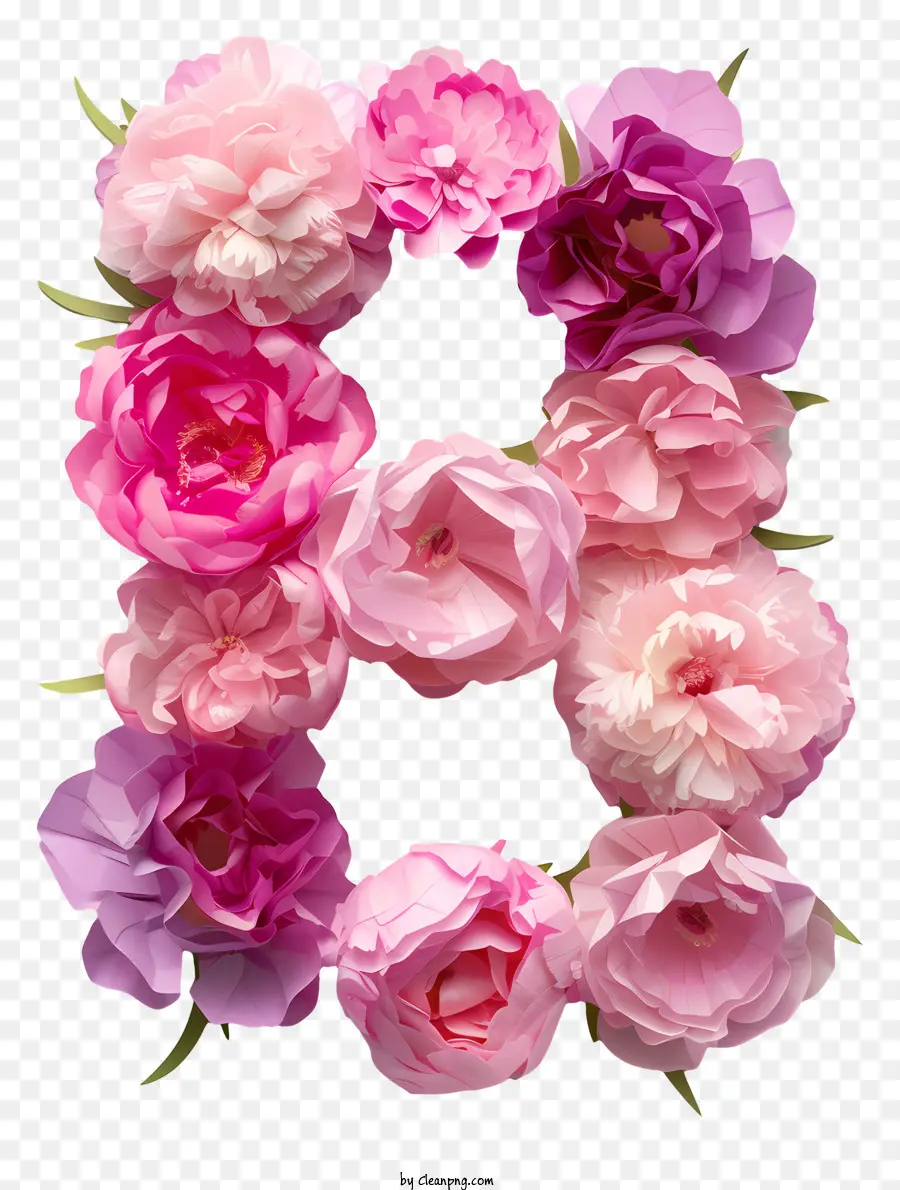 Цветочный номер восемь，розовые розы PNG