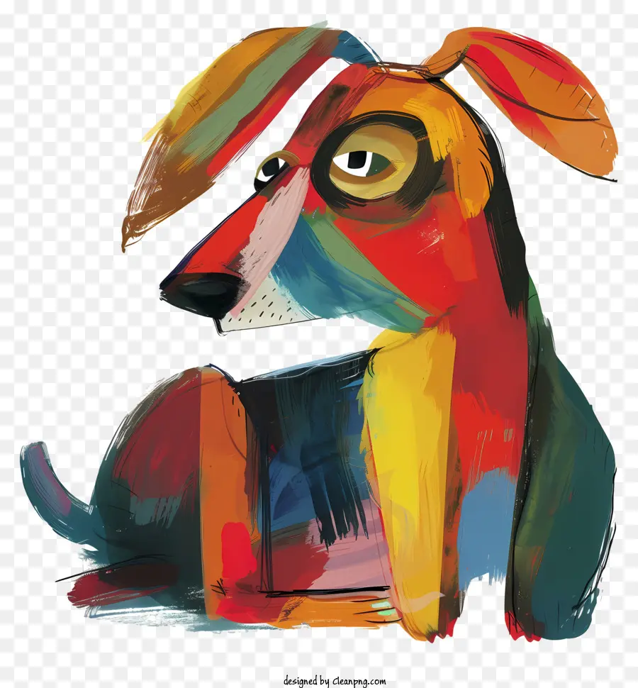 причудливая собака，красочная живопись PNG