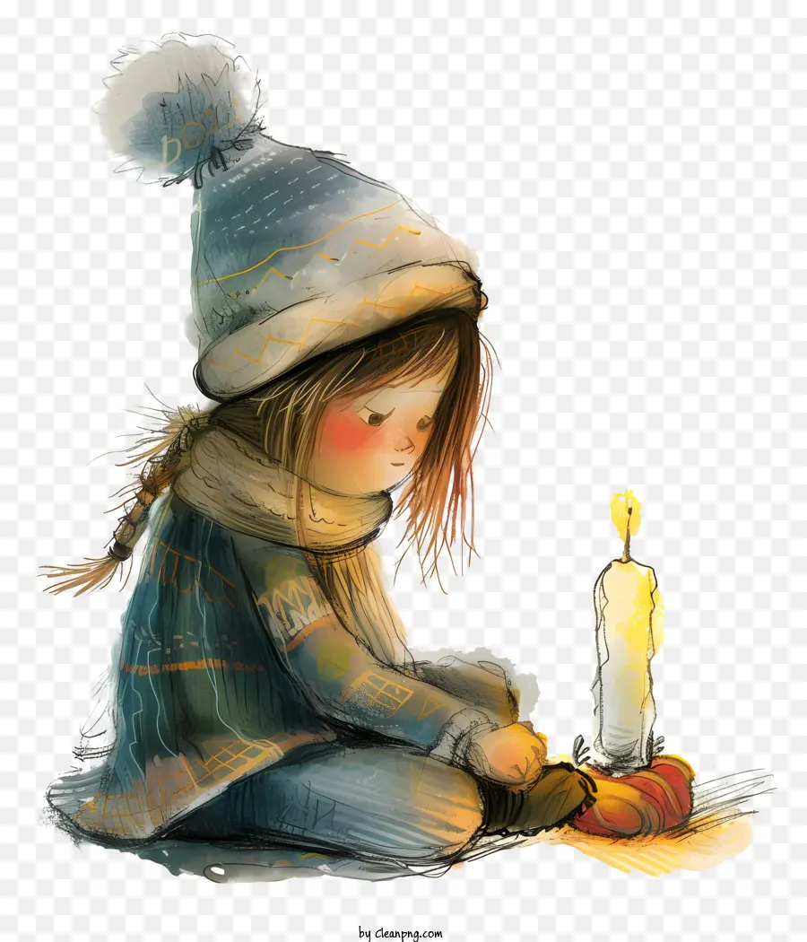 При свечах ребенок，картина молодой девушки PNG