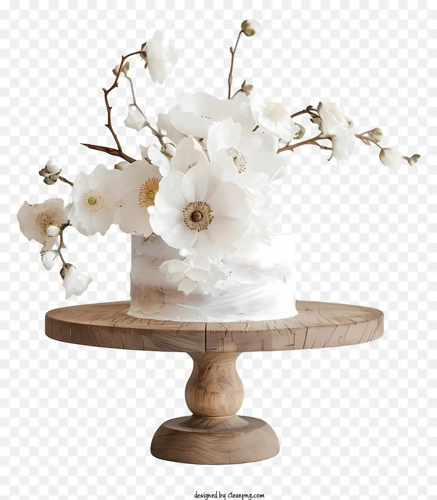 белый торт，белые цветы PNG