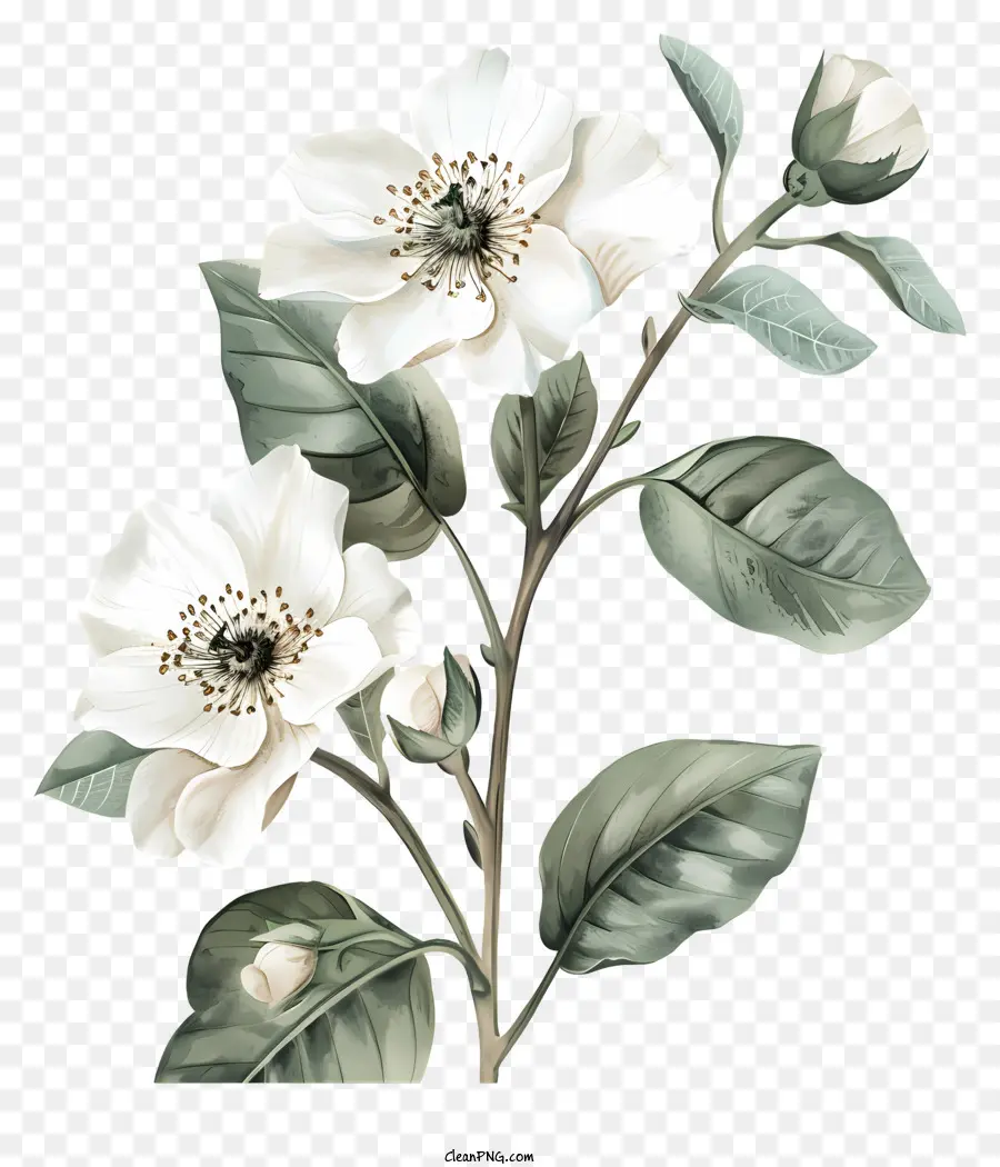 белые цветы，пять лепестков PNG