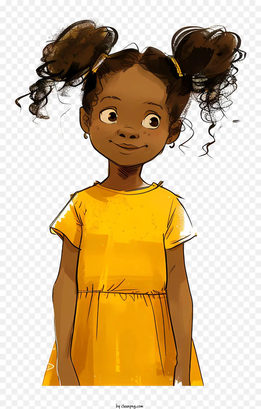 маленькая девочка，желтое платье PNG