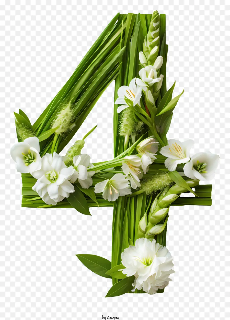 Номер 4 Цветы，белый цветок венок PNG