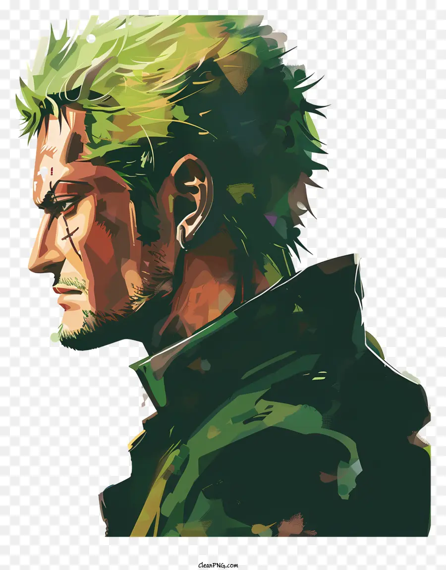 День хребта Ece Rorono Zoro，зеленые волосы PNG