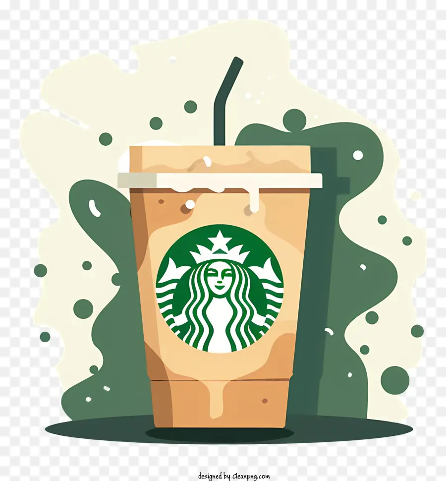 чашка кофе Starbucks，Зеленые пузыри PNG