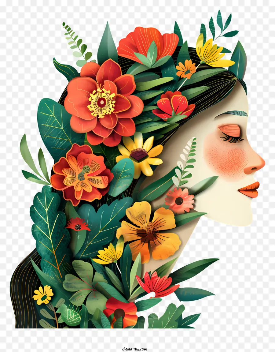 Цветочное искусство женского дня，цветок корона PNG