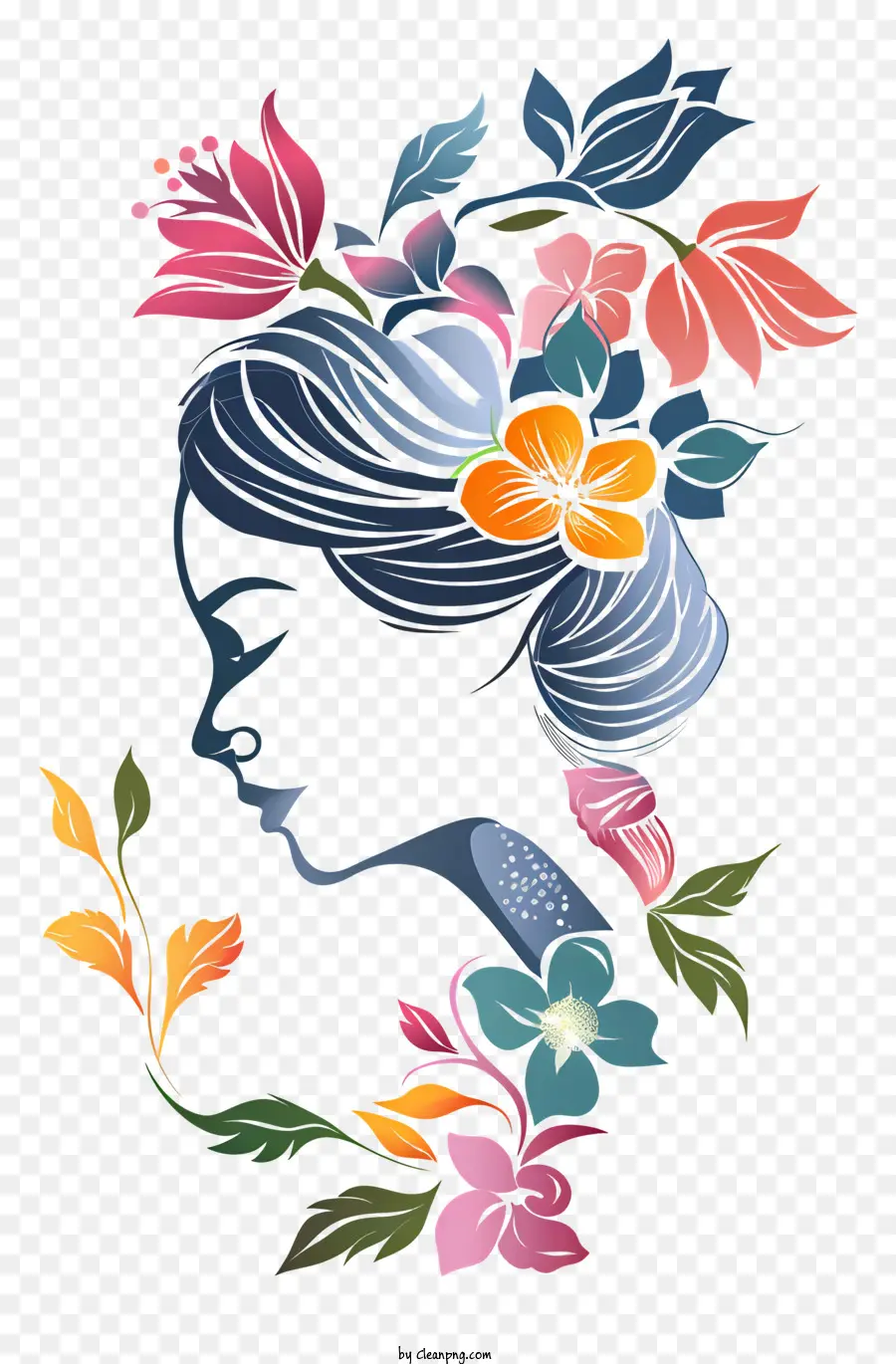 Цветочное искусство женского дня，цветочный силуэт PNG