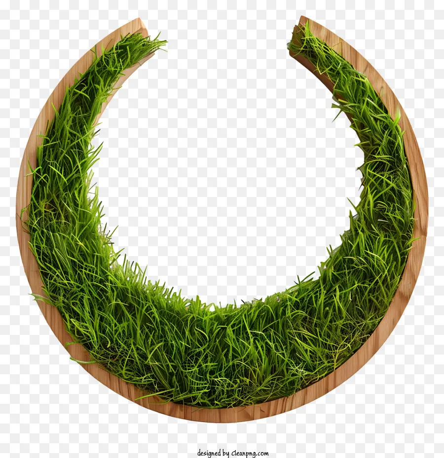 зеленая трава，деревянная тарелка PNG