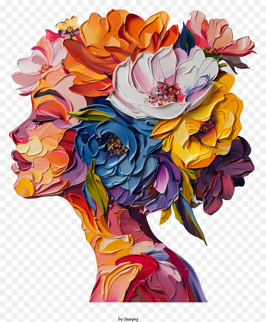 Цветочное искусство женского дня，портрет цветка PNG