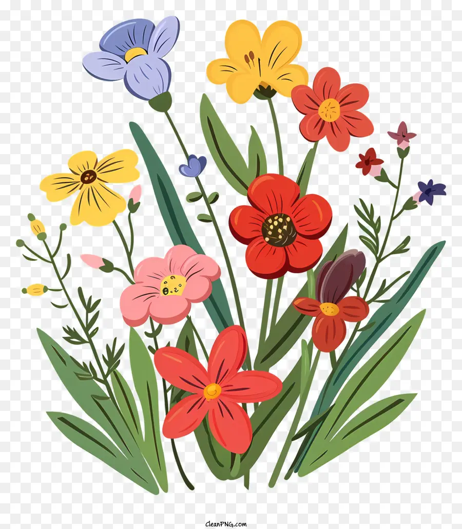 привет весна，Красочные цветы PNG