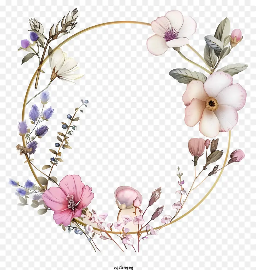 Spring Flower Sign Board，цветочный венок PNG