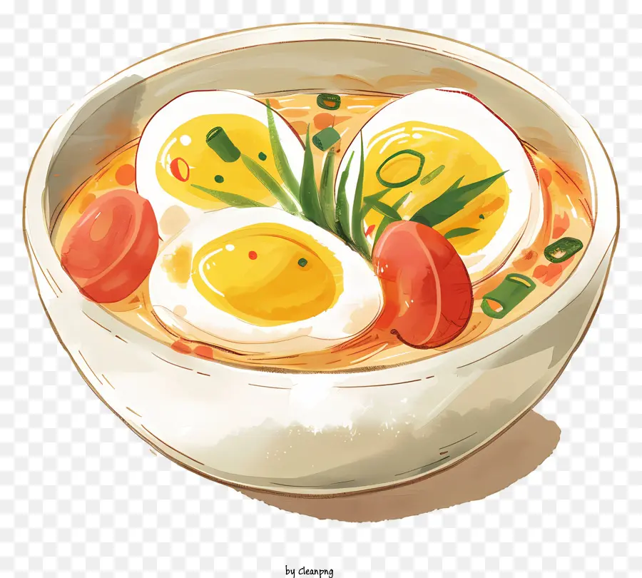 Тайское рагу яйца，Суп с лапшой PNG