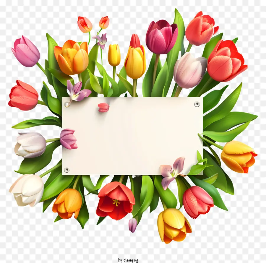 Spring Flower Sign Board，тюльпаны PNG