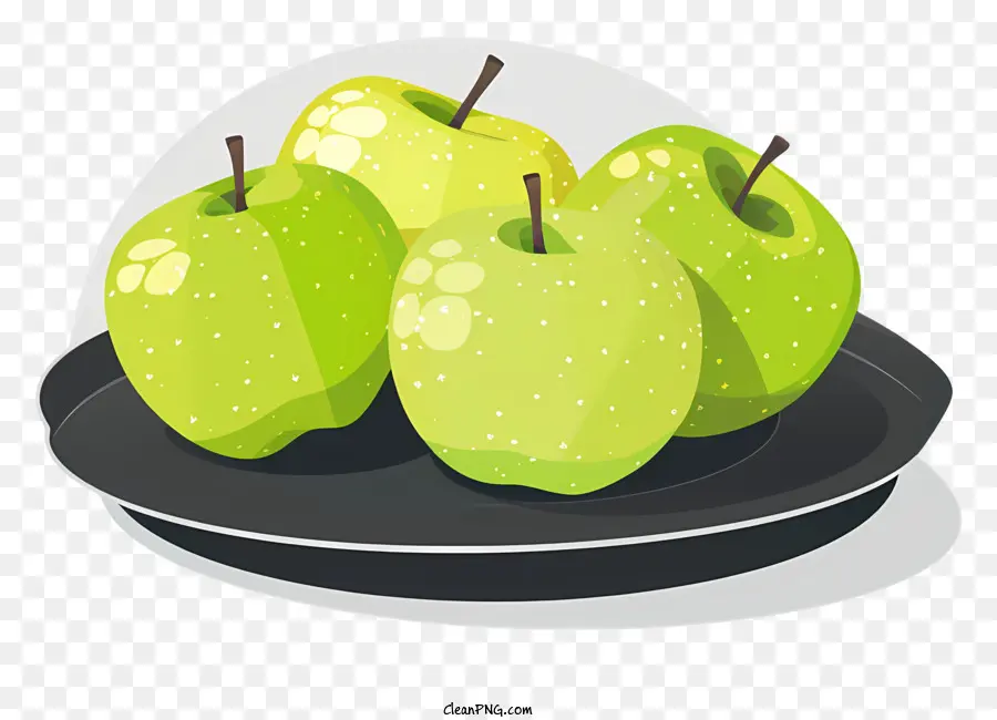 Зеленые яблоки，тарелка PNG