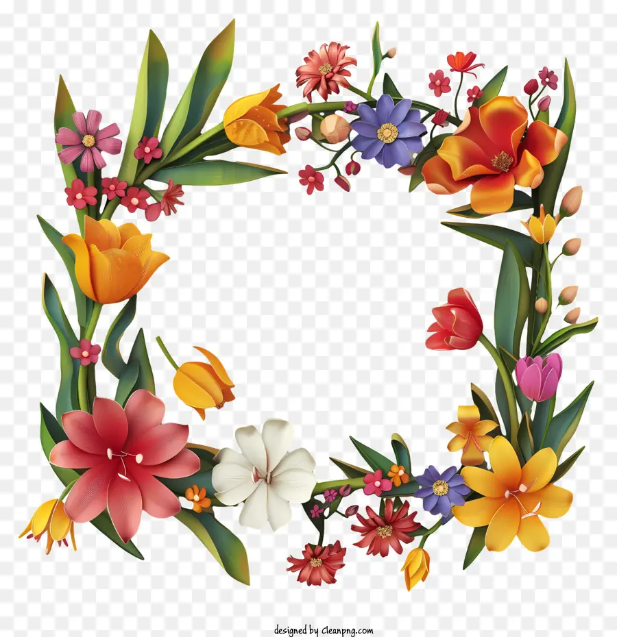 Spring Flower Sign Board，цветочный венок PNG