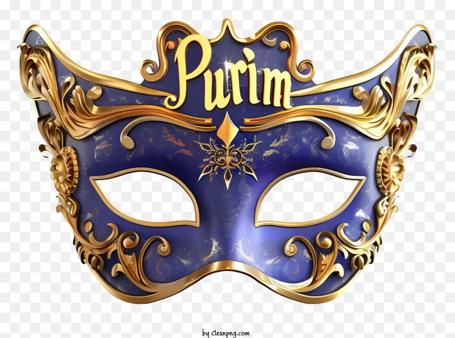 Пурим，синяя и золотая маска PNG