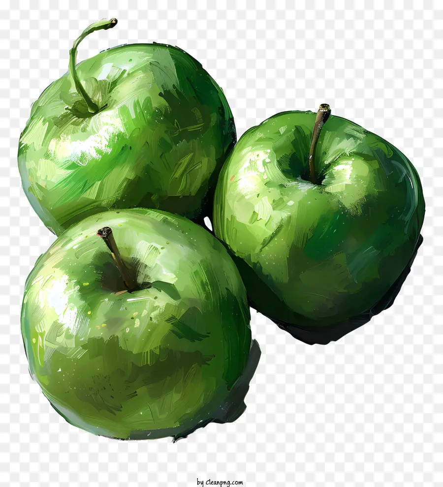 зеленые яблоки，живопись PNG