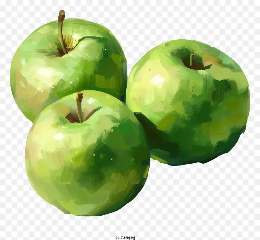 зеленые яблоки，цифровая живопись PNG