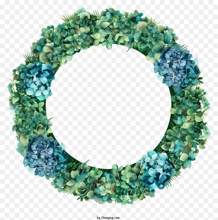 цветы кругом，Синий венок гортензии PNG