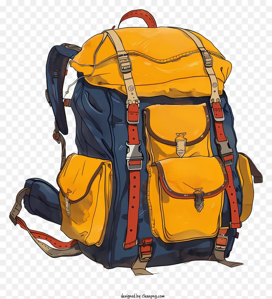 кемпинг рюкзак，Желтый и синий рюкзак PNG