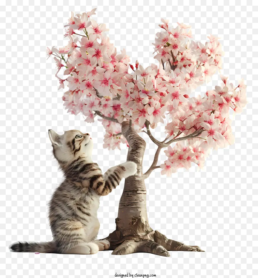 Кошка под деревом，Котенок PNG