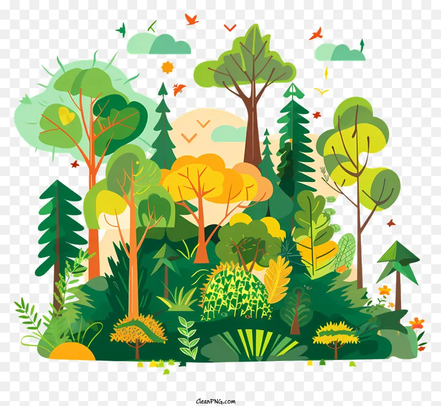 Международный день лесов，зеленый лес PNG