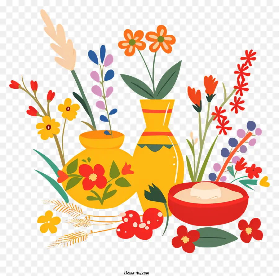 Счастливого Новруза，цветочная композиция PNG