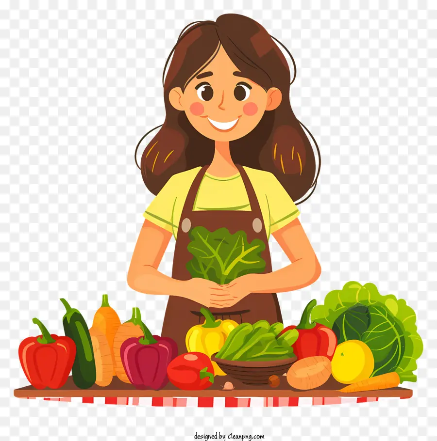 Приготовление женщины мультфильм，овощи PNG
