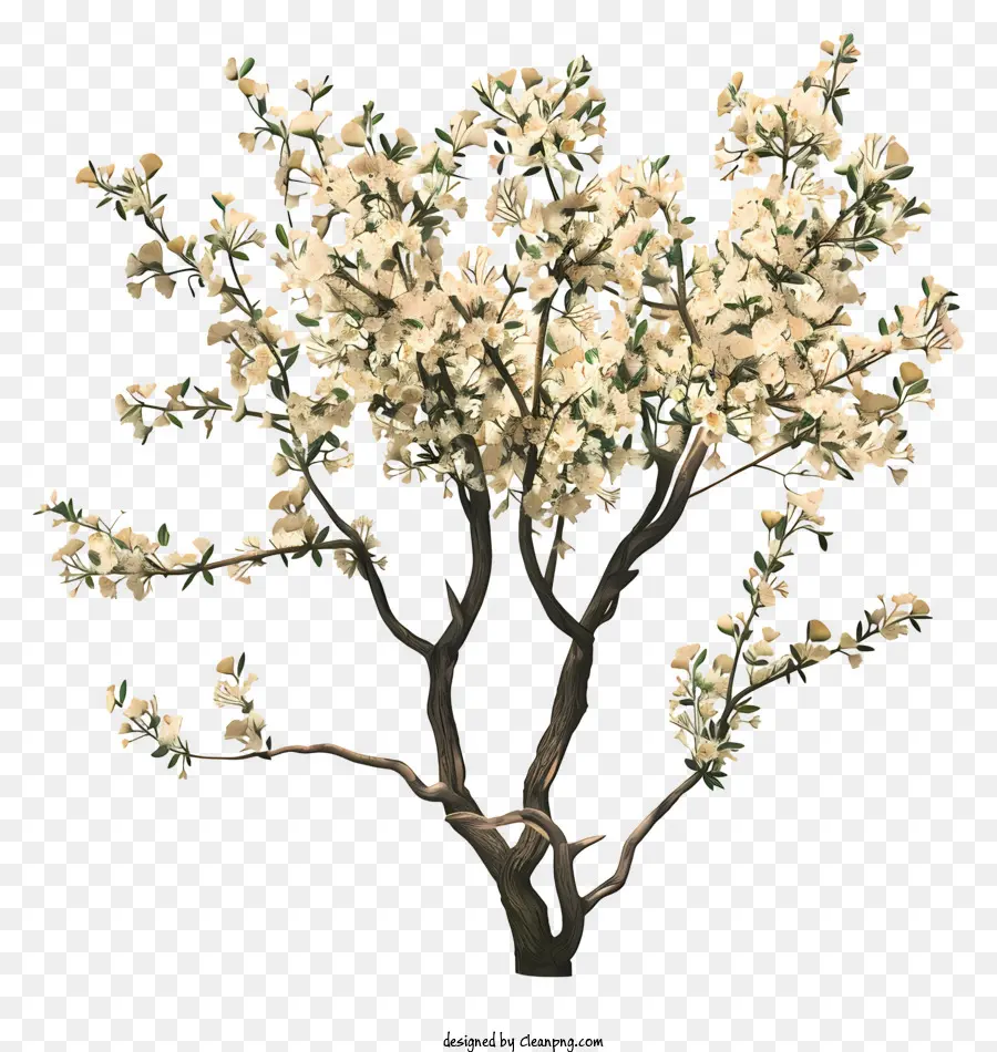 Весеннее дерево，белые цветы PNG