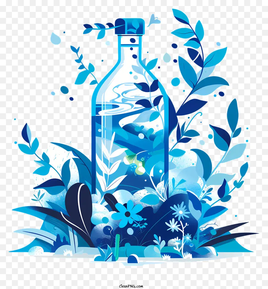 Всемирный День Воды，Голубая стеклянная бутылка PNG