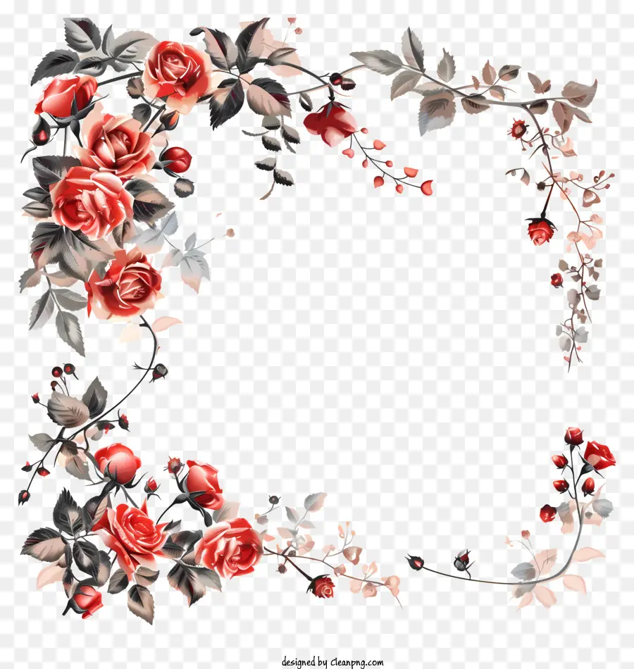 свадебные рамки，Красные Розы PNG