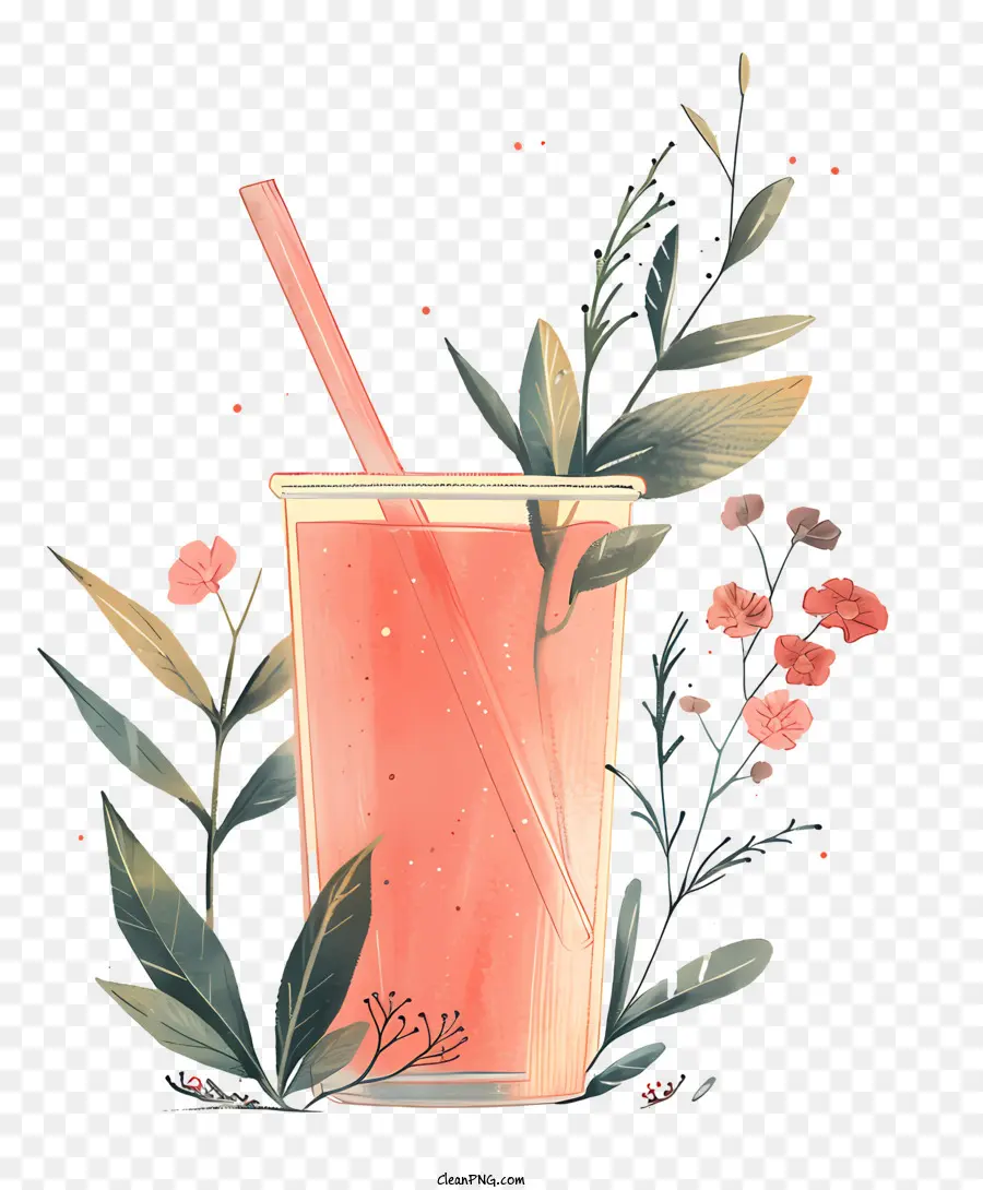выпить соломой，розовый напиток PNG