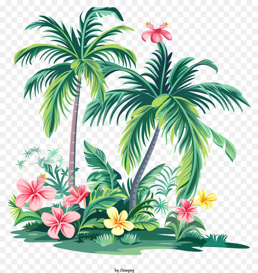 тропический фон，тропические пальмы PNG