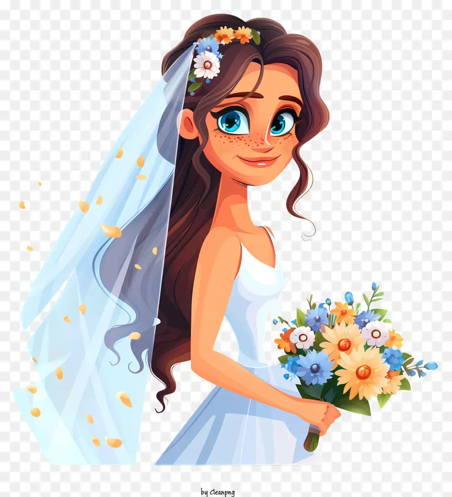 Невеста с завесой，свадебное платье PNG