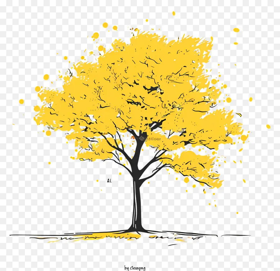 Желтое кленовое дерево，желтый дерево PNG