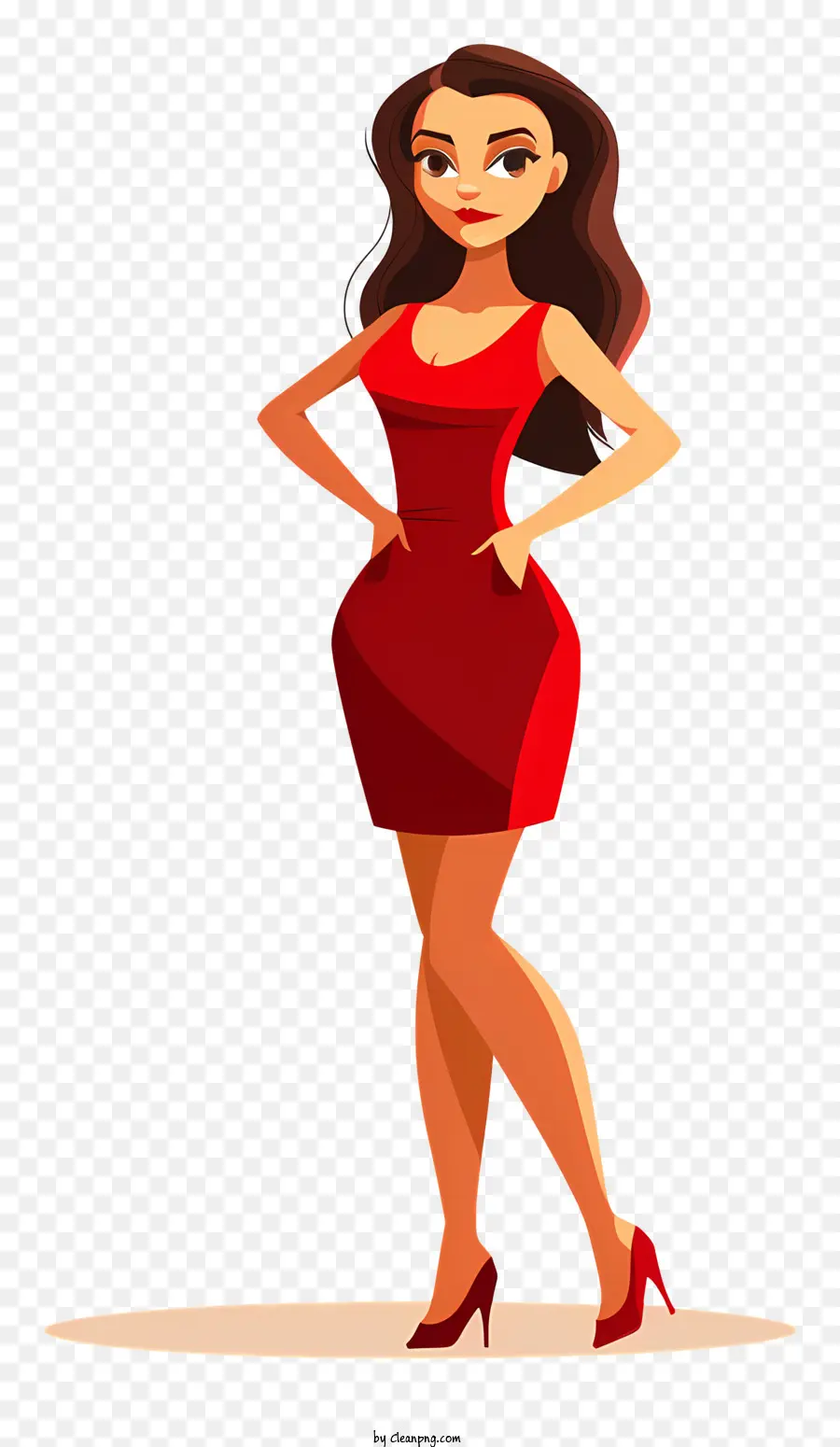 Струйная женщина мультфильм，Женщина в красном платье PNG