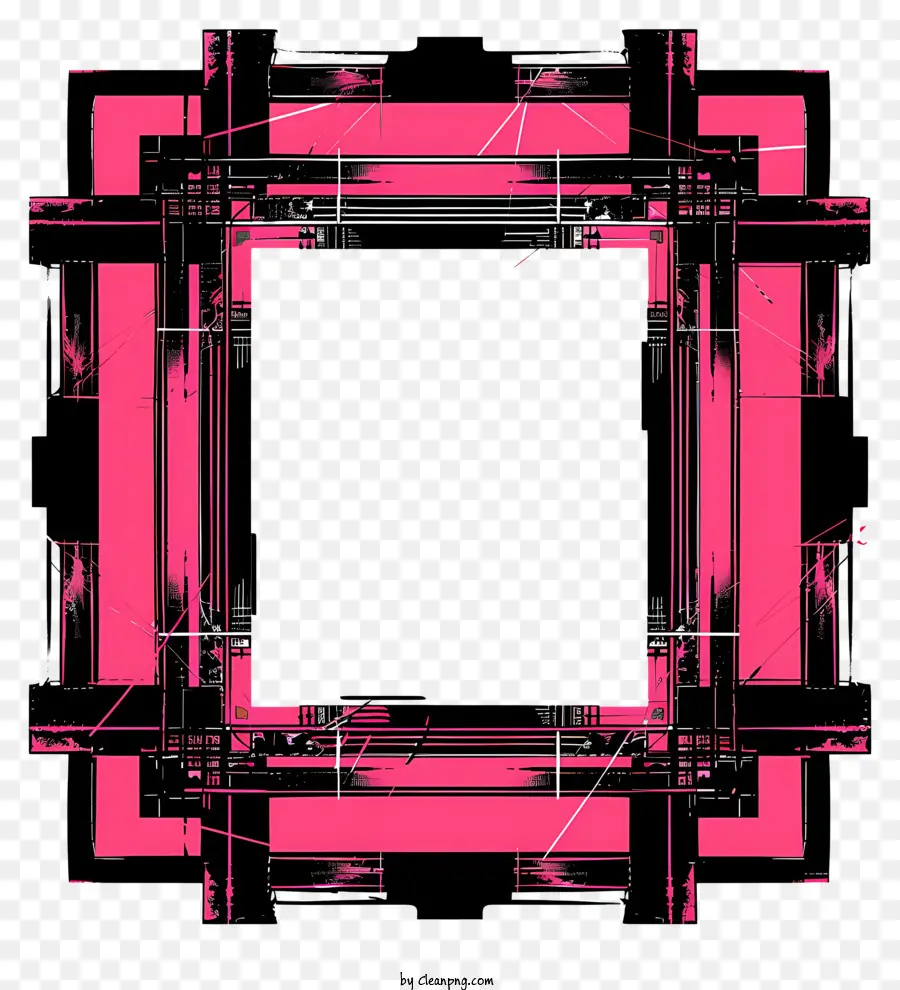 прямоугольник кадра，черно розовая рама PNG