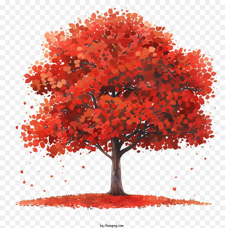 осеннее дерево，Красные листья PNG