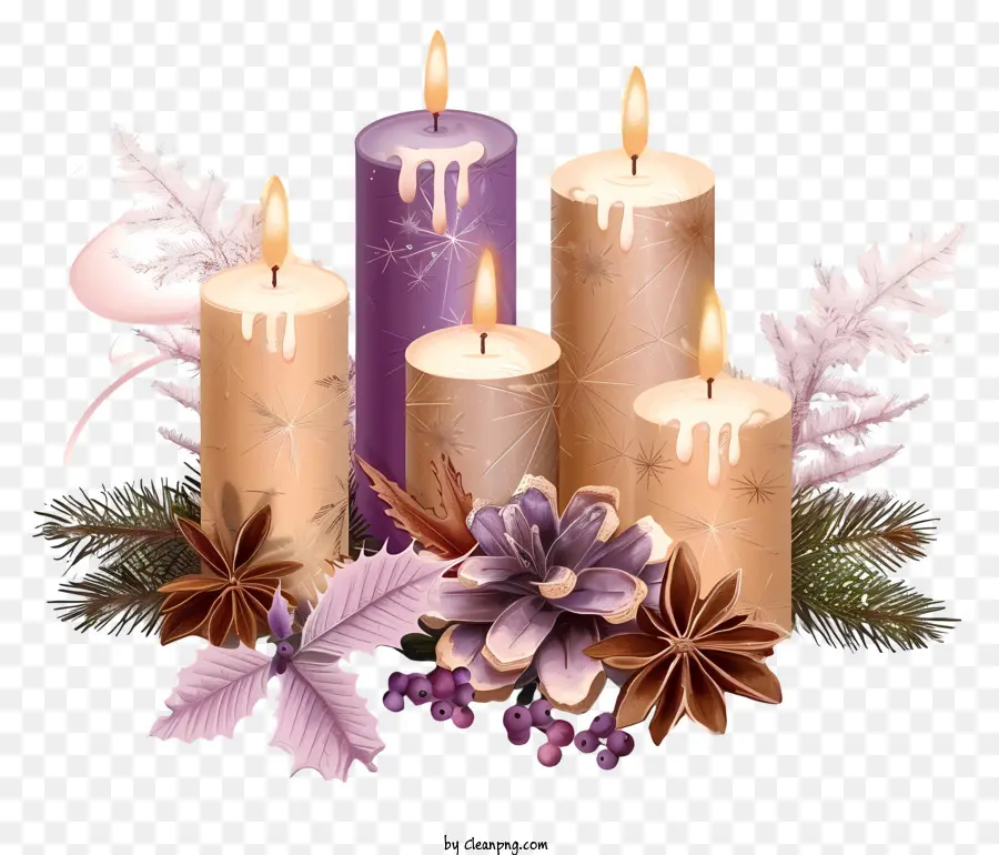 рождественские свечи，праздничные украшения PNG
