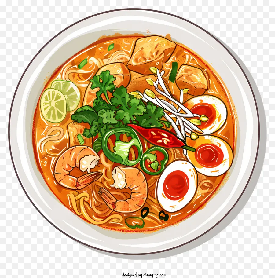 Пенанг Ассам Лакша，Острый суп с лапшой PNG