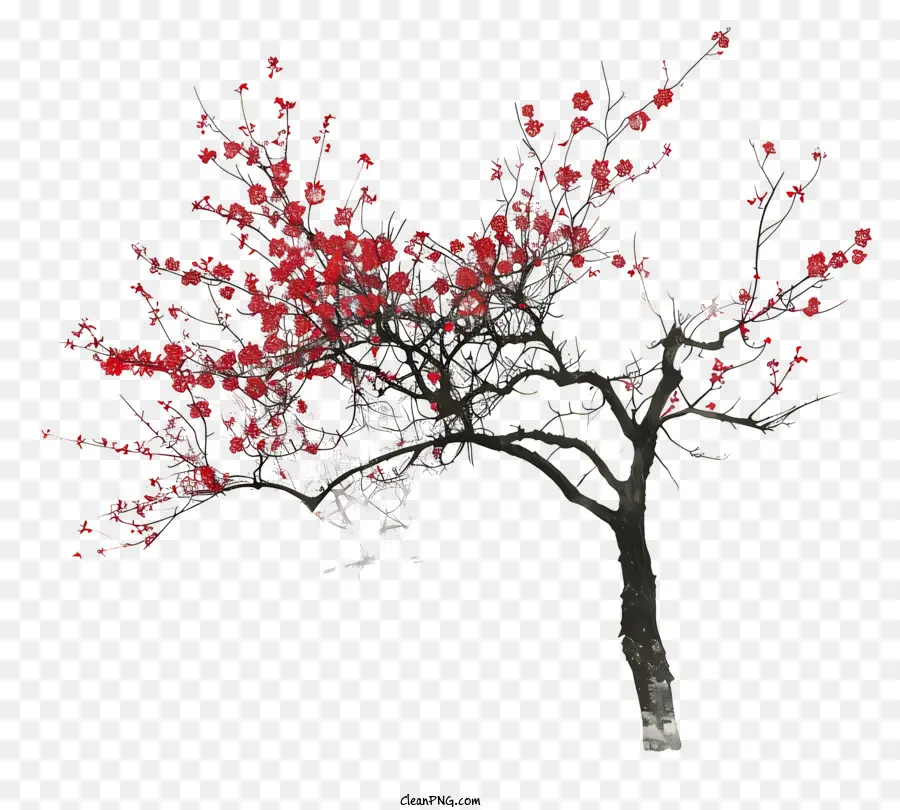 цвет дерева，красные цветы PNG
