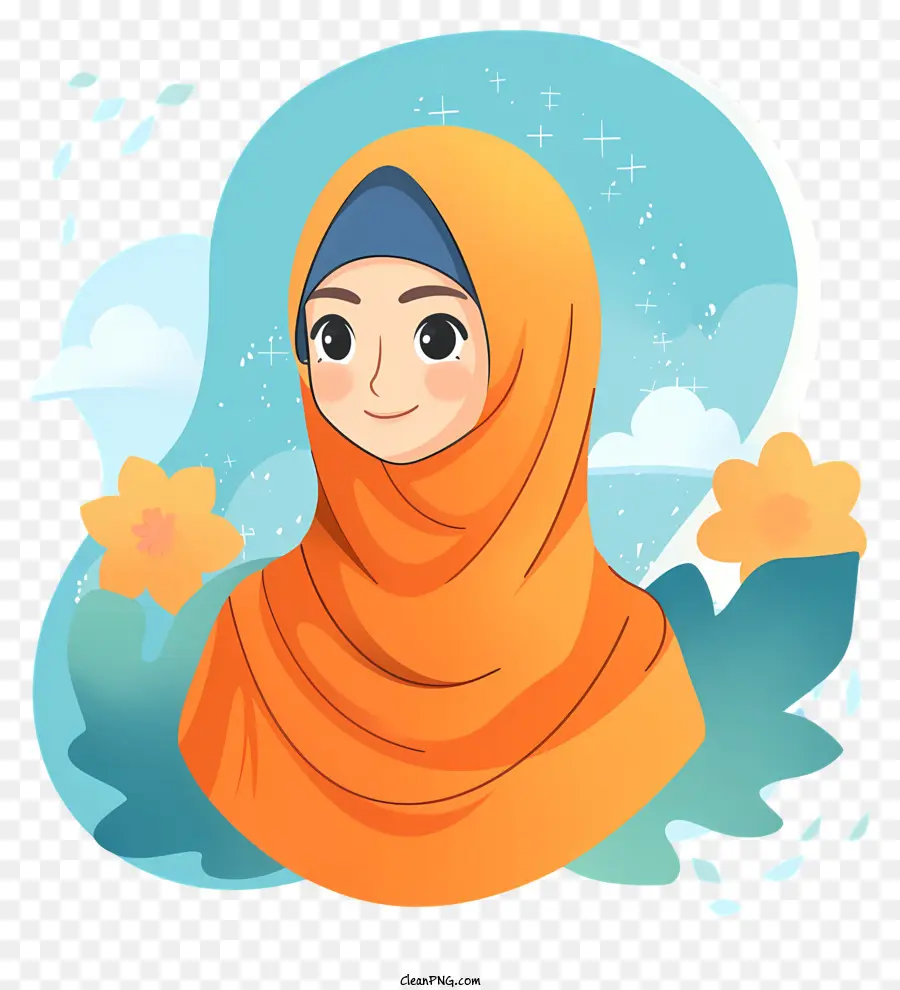 Мусульманская девочка мультфильм，Мусульманская женщина PNG