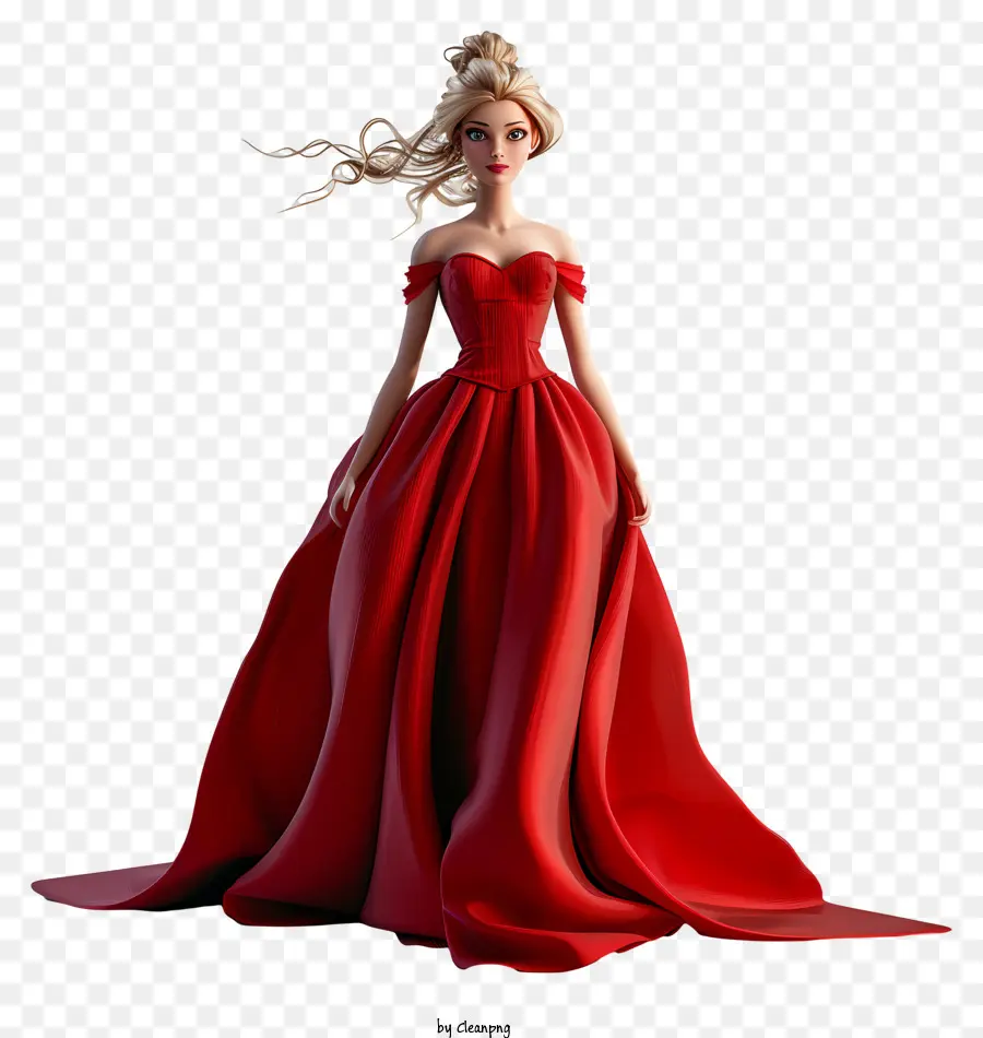 Барби，красное платье PNG