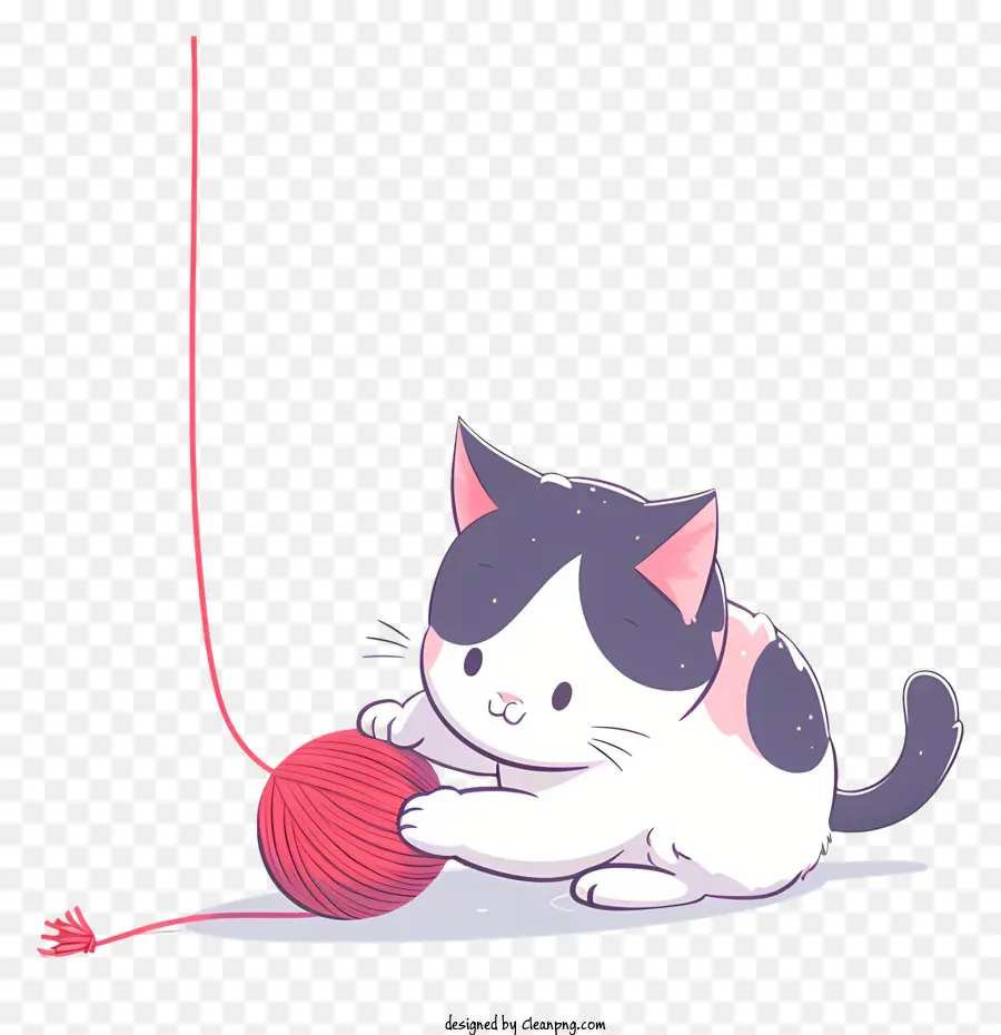 Кошка играет в пряжу мяч，мультфильм кот PNG